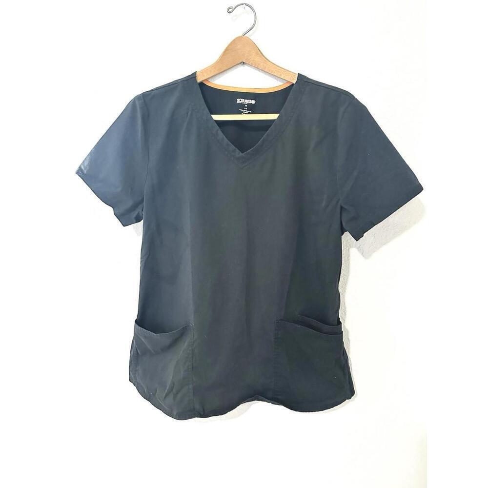 ScrubStar Black Nursing Scrub Shirt Size Large